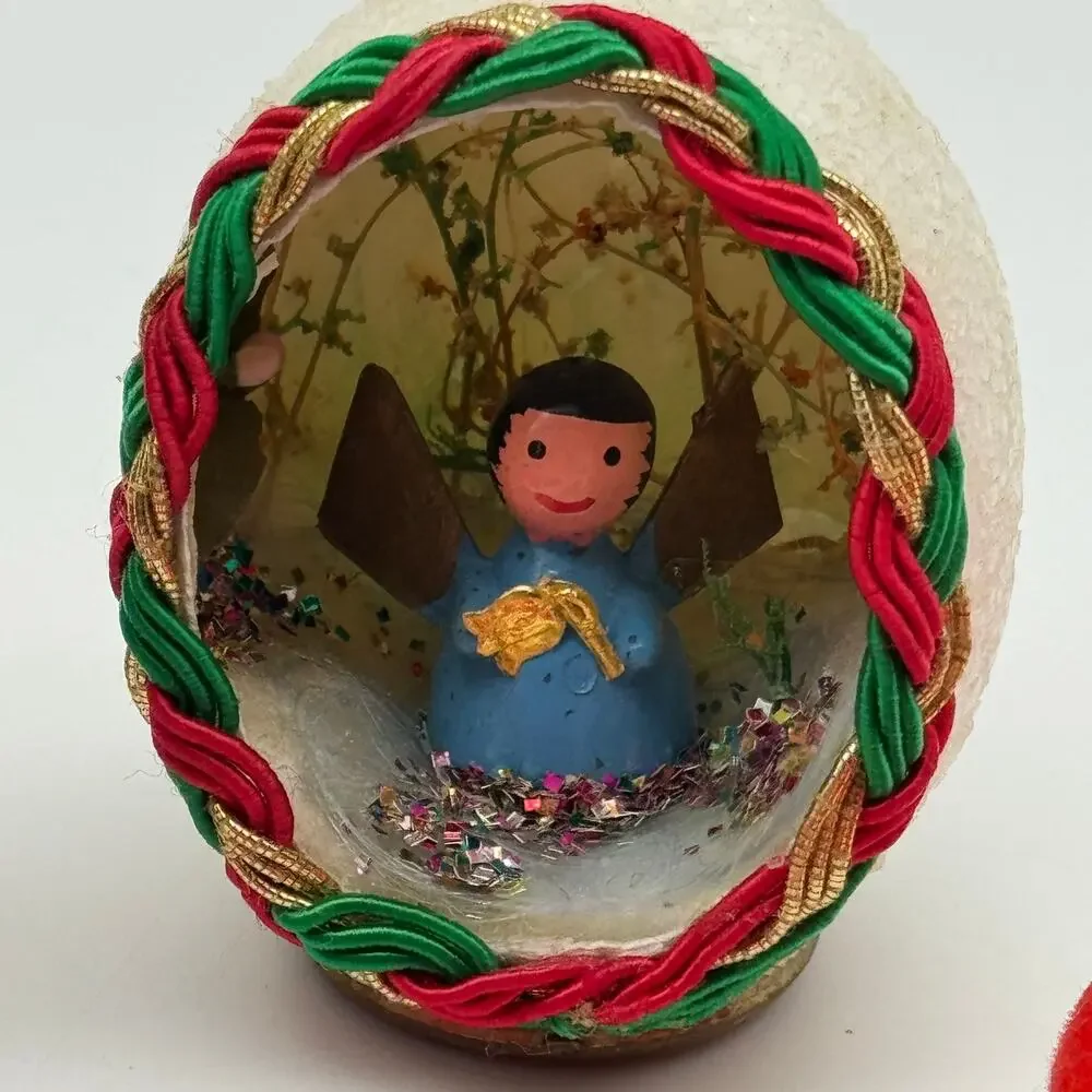 Vintage Christmas Ornaments Santa Skiing Snowman Victorian Girls Pipe Cleaner